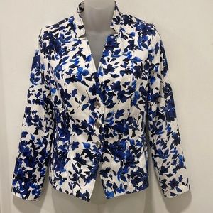 BASLER Ladies Blue & White Cotton Button Jacket in Size 36